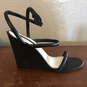 Zara Black Wedge Strappy Sandals